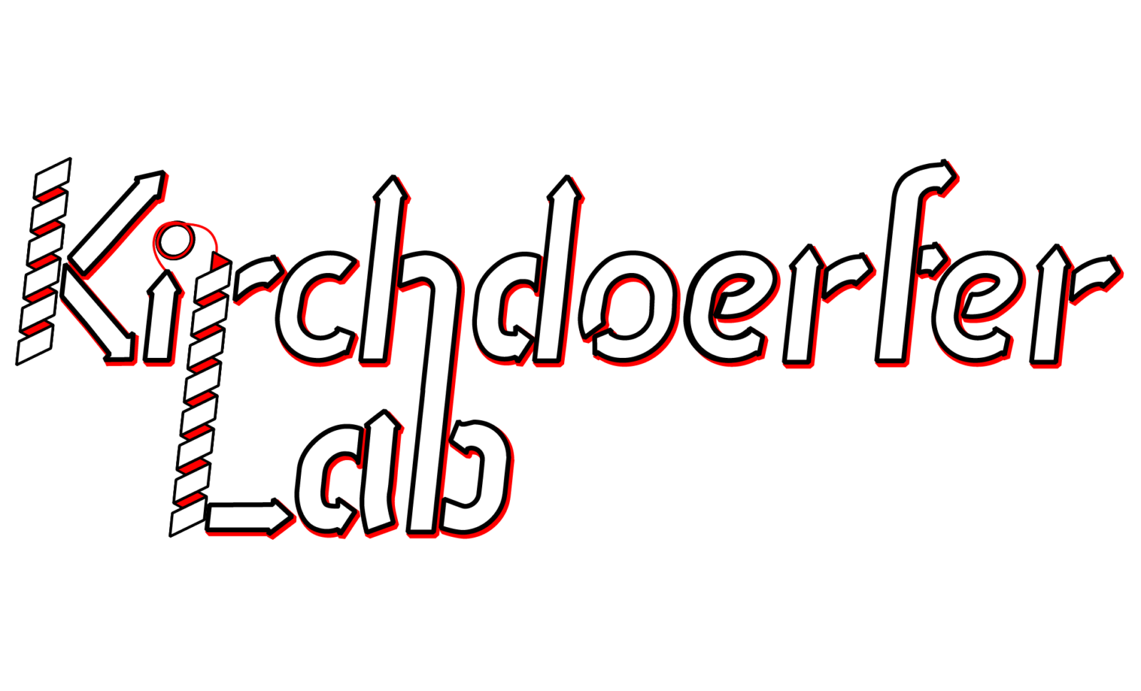 Kirchdoerfer lab logo featuring characters resembling protein secondary structures.